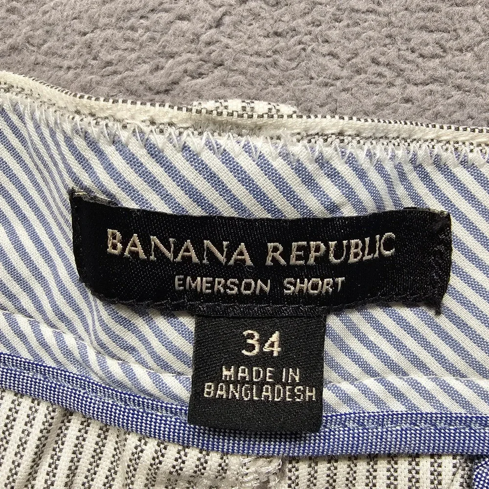 Banana Republic Emerson Chino Shorts Mens 34 Blue White Striped Slash Pocket